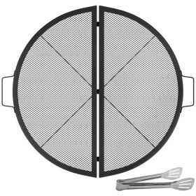Foldable Outdoor Camping Round Cooking Grate Stainless Steel Fire Pit Grill Grate - As pic show - 30"