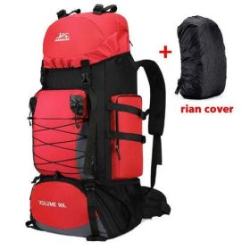90L 80L Travel Bag Camping Backpack Hiking Army Climbing Bags - Rose Red 90L Bag and Cover RD