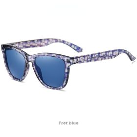 Women Polarized Sunglasses Square Eyeglasses Frames Men Sun Glasses Bohemian Bikini Military Camping Beach Sports Visor Eyewear - fret blue