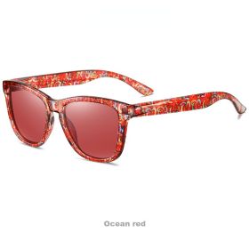 Women Polarized Sunglasses Square Eyeglasses Frames Men Sun Glasses Bohemian Bikini Military Camping Beach Sports Visor Eyewear - ocean red