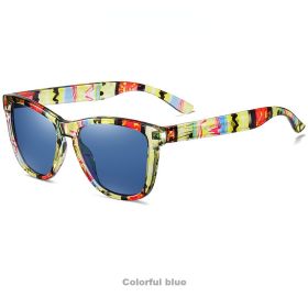 Women Polarized Sunglasses Square Eyeglasses Frames Men Sun Glasses Bohemian Bikini Military Camping Beach Sports Visor Eyewear - colorful blue