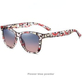 Women Polarized Sunglasses Square Eyeglasses Frames Men Sun Glasses Bohemian Bikini Military Camping Beach Sports Visor Eyewear - flower blue pink