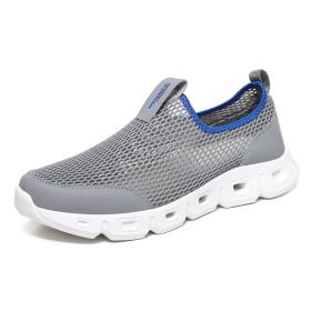 Male Slip-on Mesh Running Trainers Men Outdoor Aqua Shoes Breathable Lightweight Quick-drying Wading Water Sport Camping Sneaker (Color: Dark Grey, size: 41)