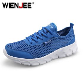 Men Outdoor Aqua Shoes Mesh Breathable Water Sneakers Footwear Quick Dry Lightweight Summer 2022 Men Water Beach Shoes (Color: Blue, size: 48)
