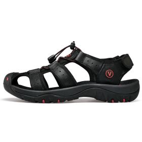 NEW Men's Sandals Summer Comfortable Men Shoes Soft Outdoor Men Roman Sandals Men Water Trekking Sandals Big Size 38-48 (Color: Black, size: 9.5)