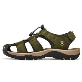 NEW Men's Sandals Summer Comfortable Men Shoes Soft Outdoor Men Roman Sandals Men Water Trekking Sandals Big Size 38-48 (Color: Army Green, size: 11)