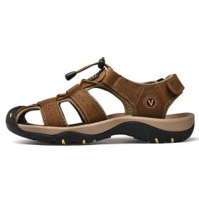 NEW Men's Sandals Summer Comfortable Men Shoes Soft Outdoor Men Roman Sandals Men Water Trekking Sandals Big Size 38-48 (Color: Brown, size: 8)