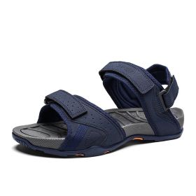 New Summer Men Shoes Classic Men Soft Sandals Breathable Roman Style Male Canvals Beach Sandals Water Shoes Large Size 46 (Color: Dark Blue, size: 9.5)