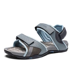 New Summer Men Shoes Classic Men Soft Sandals Breathable Roman Style Male Canvals Beach Sandals Water Shoes Large Size 46 (Color: grey blue, size: 8.5)