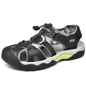 2022 Genuine Leather Men Shoes Summer New Large Size Men's Sandals Men Water Trekking Sandals Fashion Beach Sandals Slippers (Color: Black, size: 41)