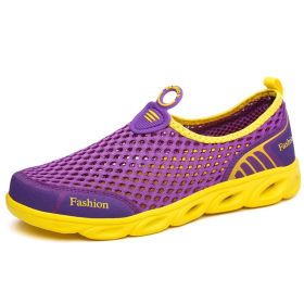 Summer Women Shoes Casual Shoes Slip-On Flats Female Loafers Woman Breathable Zapatillas Water Sneakers Shoes Zapatos De Mujer (Color: Purple Yellow, size: 38)