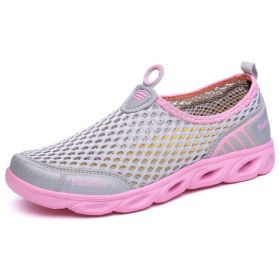 Summer Women Shoes Casual Shoes Slip-On Flats Female Loafers Woman Breathable Zapatillas Water Sneakers Shoes Zapatos De Mujer (Color: Grey Pink, size: 37)